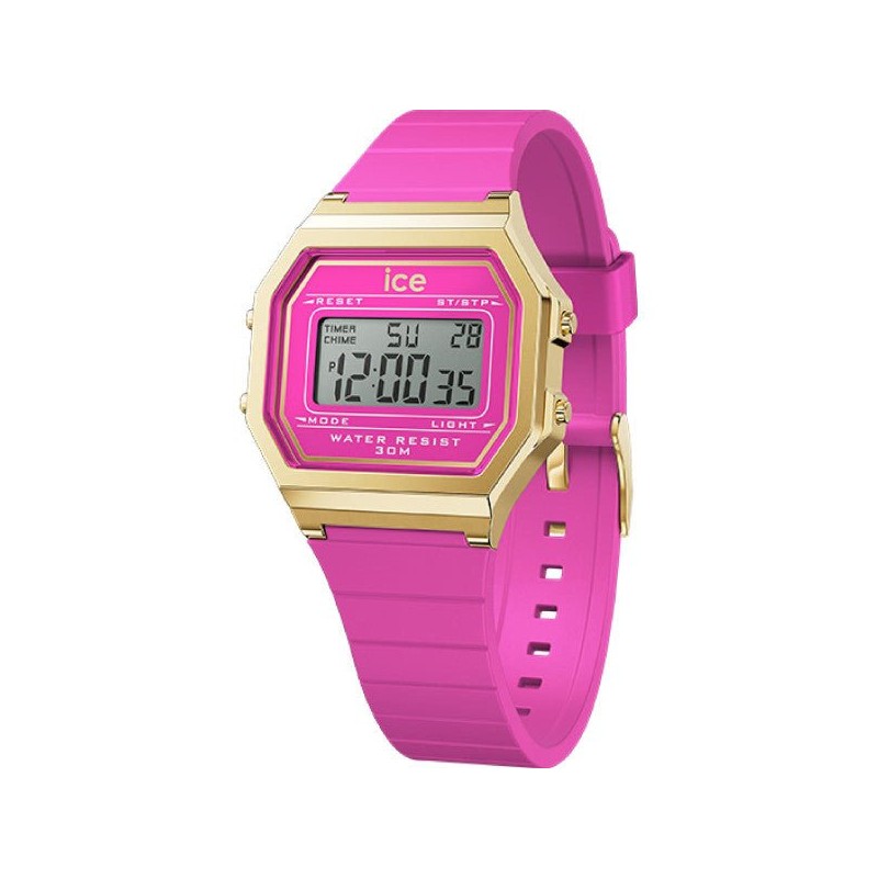 Montre femme Ice Watch Digit retro Bracelet en silicone rose
