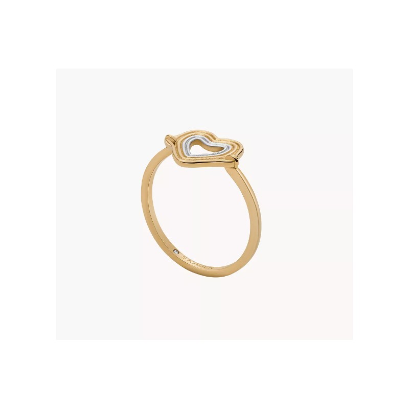 Bague Skagen Femme bicolore en acier avec motif cœur