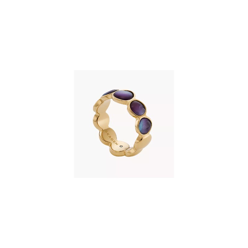 Bague Skagen Femme en acier doré et nacre violet Sea Glass