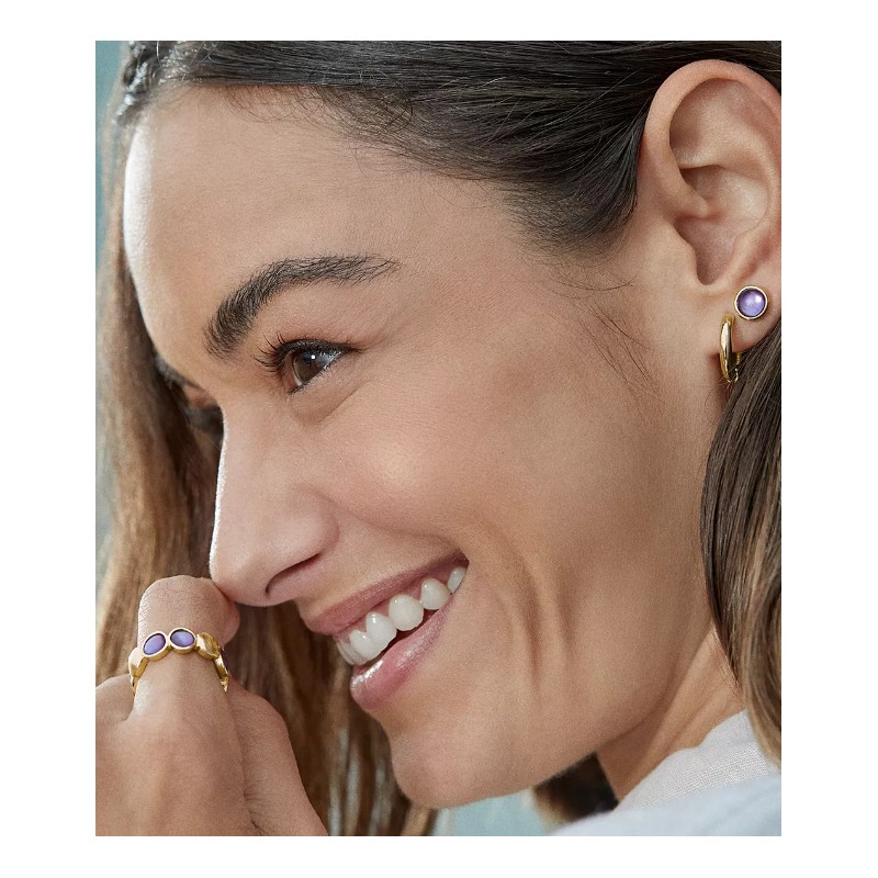 Bague Skagen Femme en acier doré et nacre violet Sea Glass