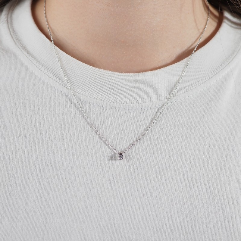Collier Solitaire carador Or blanc 750/000 et diamant 0,1 cts