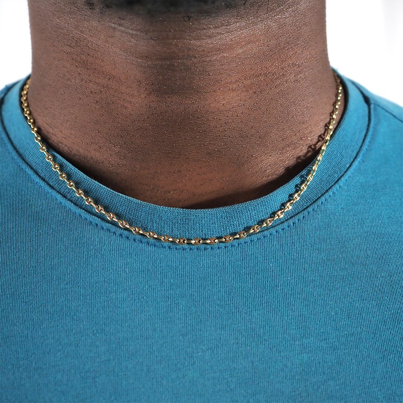 Collier or jaune 750/000 CARADOR en maille grain de café fine