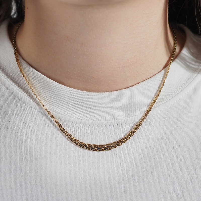 Collier CARADOR maille palmier  fantaisie en or jaune 18 CARATS