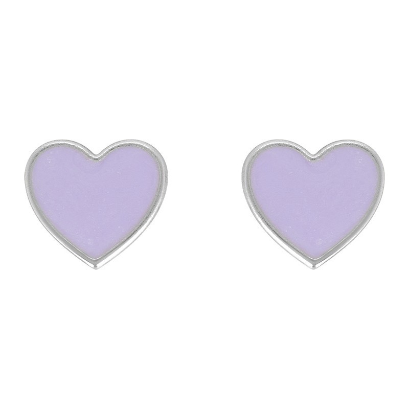 Boucles d'oreilles enfant Carador coeur LAQUE MAUVE argent 925/000