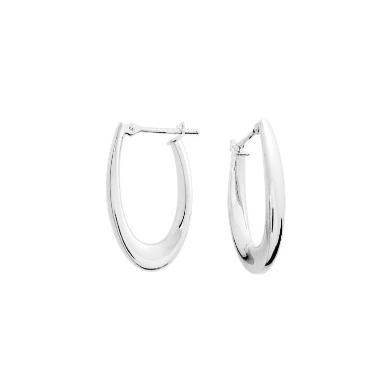 Boucles d'oreilles créoles ALLONGEES ELECTROFORMEES argent 925/000