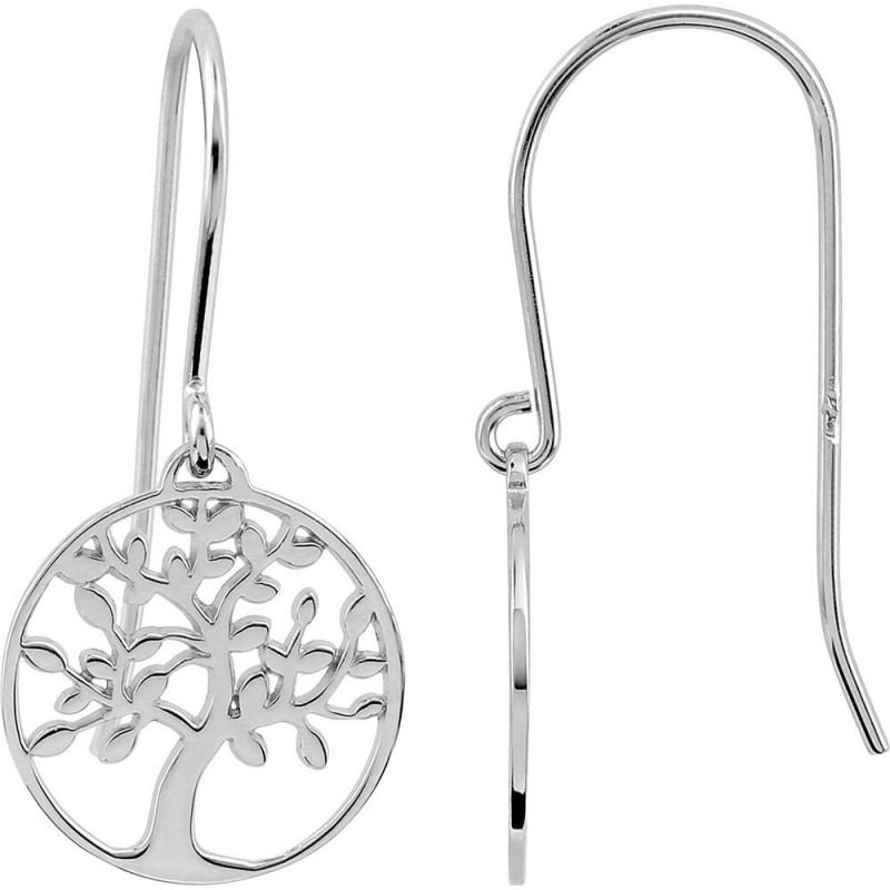 BOUCLES D OREILLES CARADOR PENDANTES ARGENT MOTIF ARBRE DE VIE