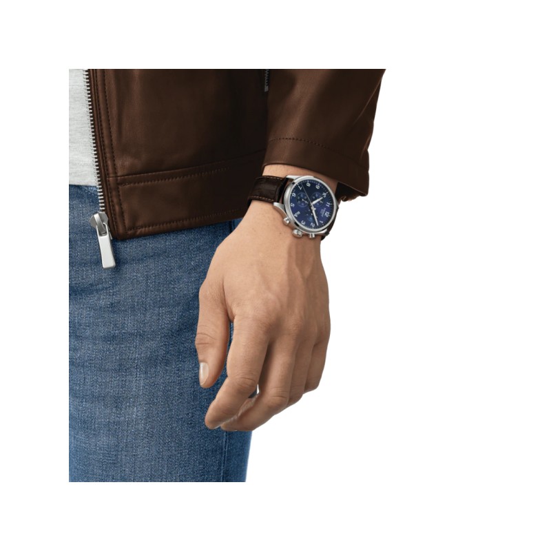 Montre Homme Tissot Chrono XL Classic bracelet cuit brun