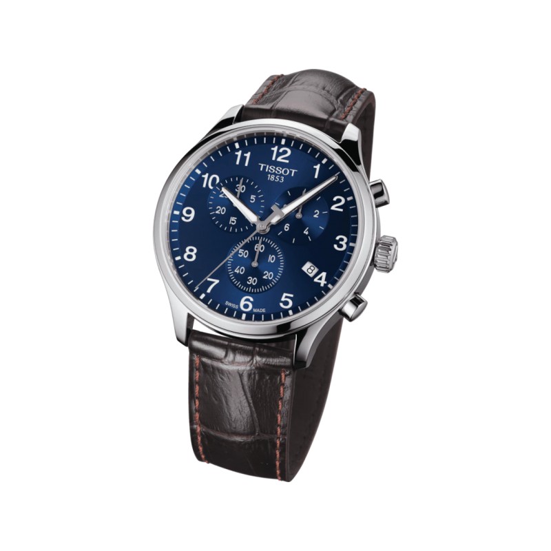 Montre Homme Tissot Chrono XL Classic bracelet cuit brun