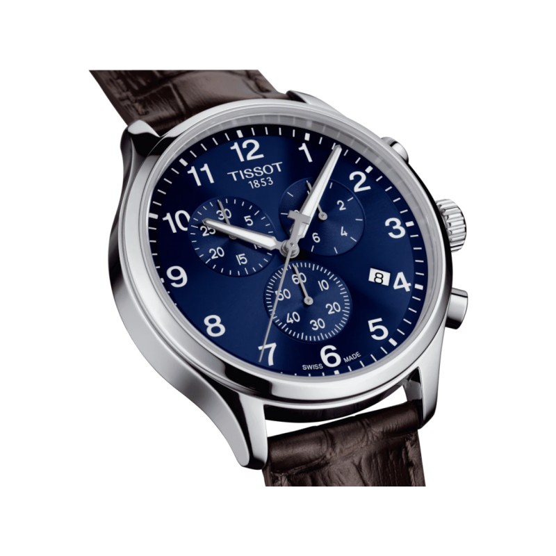 Montre Homme Tissot Chrono XL Classic bracelet cuit brun