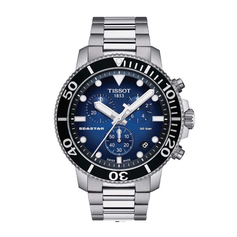 Montre Homme Tissot seaster 1000 bracelet acier cadran bleu dégradé