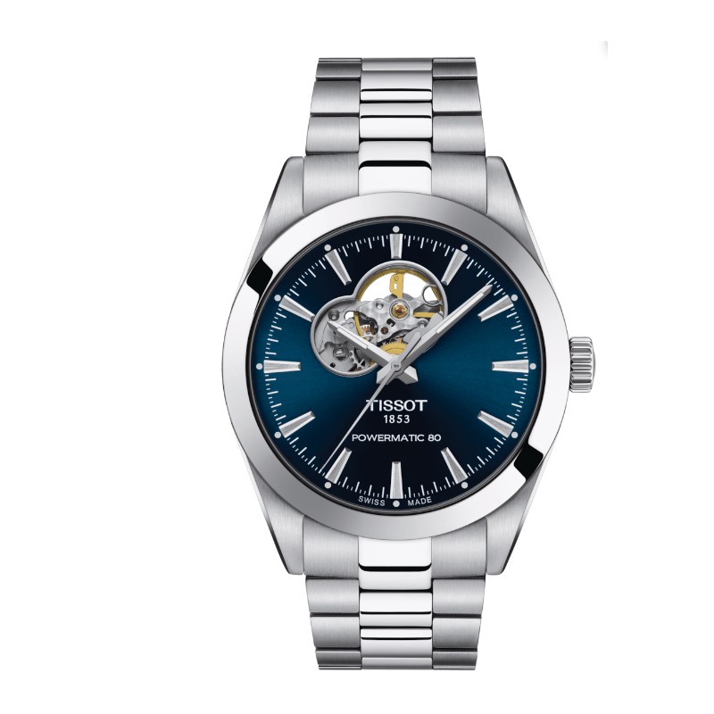 Montre Tissot Homme powermatic 80 open heart bracelet acier argenté