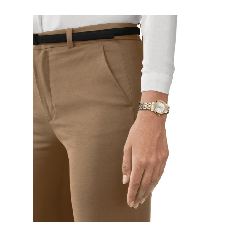 Montre Femme Tissot Classic dream bracelet acier bicolore lunette dorée