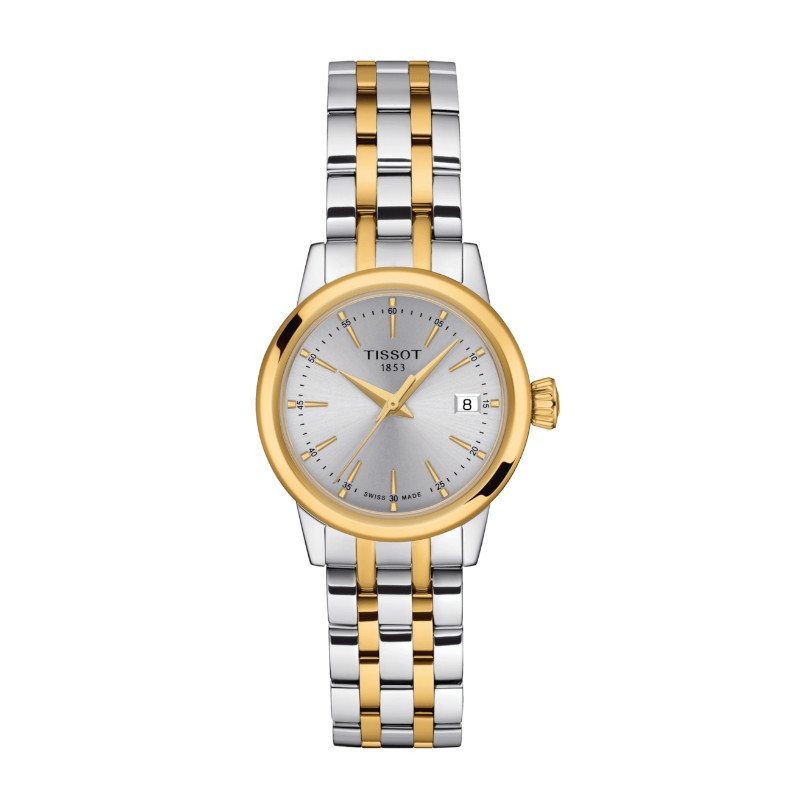 Montre Femme Tissot Classic dream bracelet acier bicolore lunette dorée