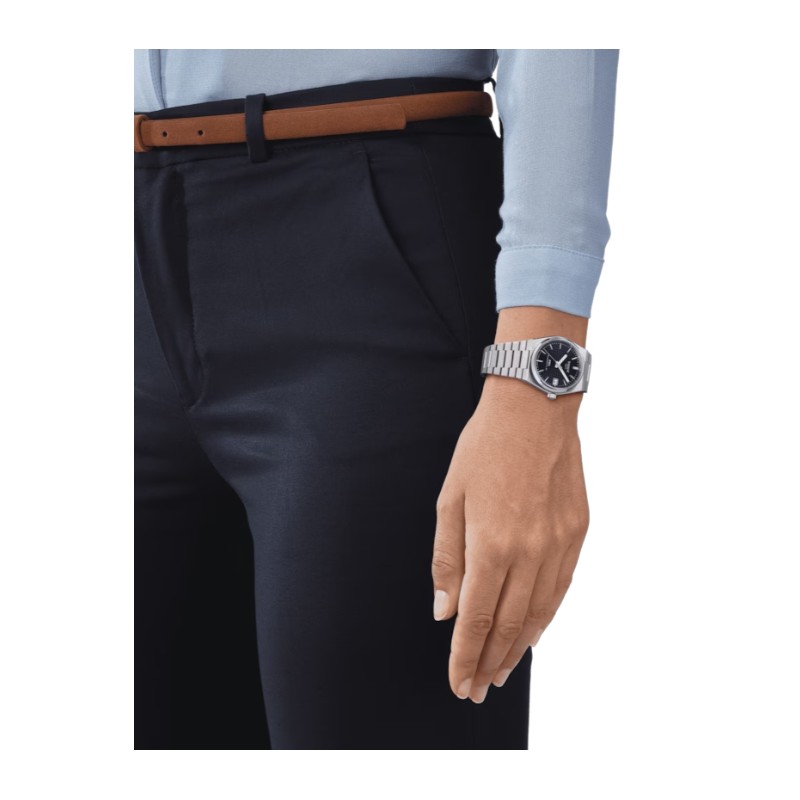 MONTRE FEMME TISSOT PRX POWERMATIC 80 CADRAN BLEU MOTIF GAUFRÉ