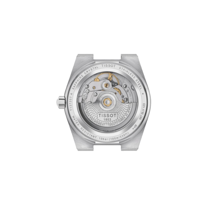 MONTRE FEMME TISSOT PRX POWERMATIC 80 CADRAN BLEU CLAIR MOTIF GAUFRÉ