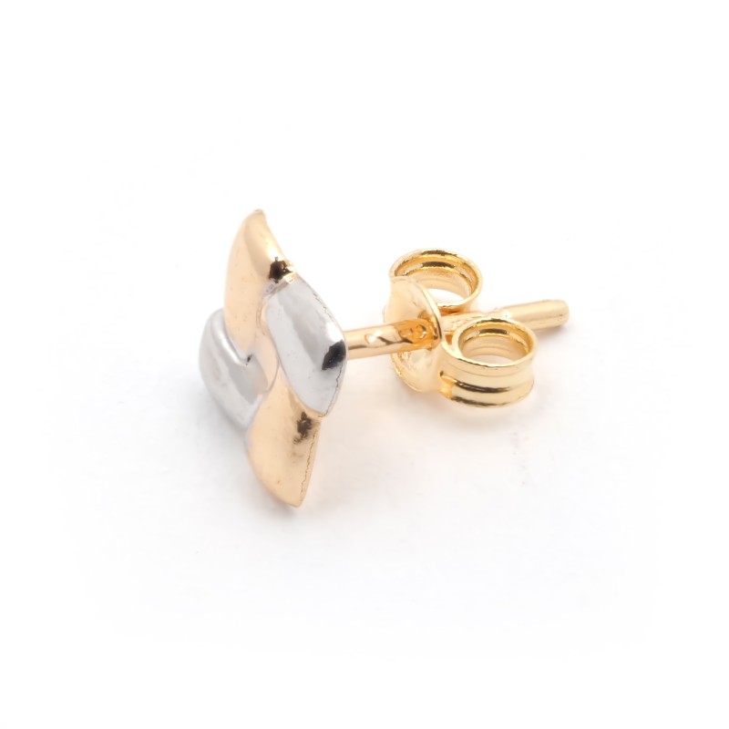 boucles d'oreilles carré bicolore Carador en or 750/000