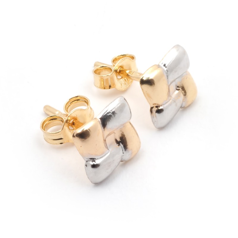 boucles d'oreilles carré bicolore Carador en or 750/000