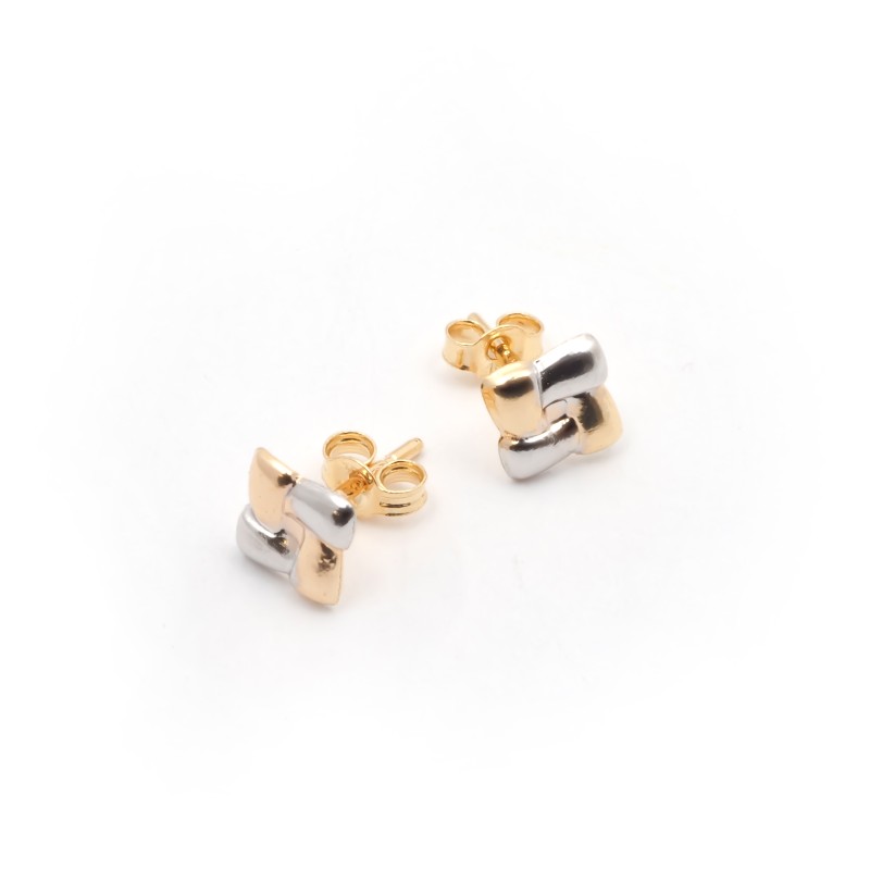 boucles d'oreilles carré bicolore Carador en or 750/000