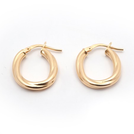 Boucles d'oreilles créoles Carador tube oval torsadé en or 750/000