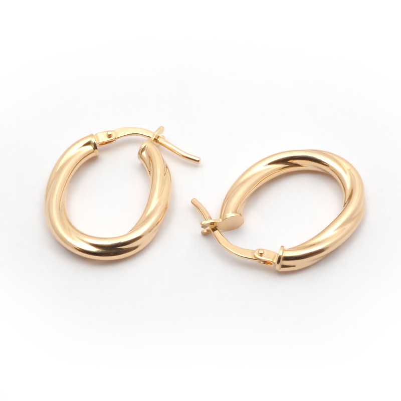 Boucles d'oreilles créoles Carador tube oval torsadé en or jaune 750/000