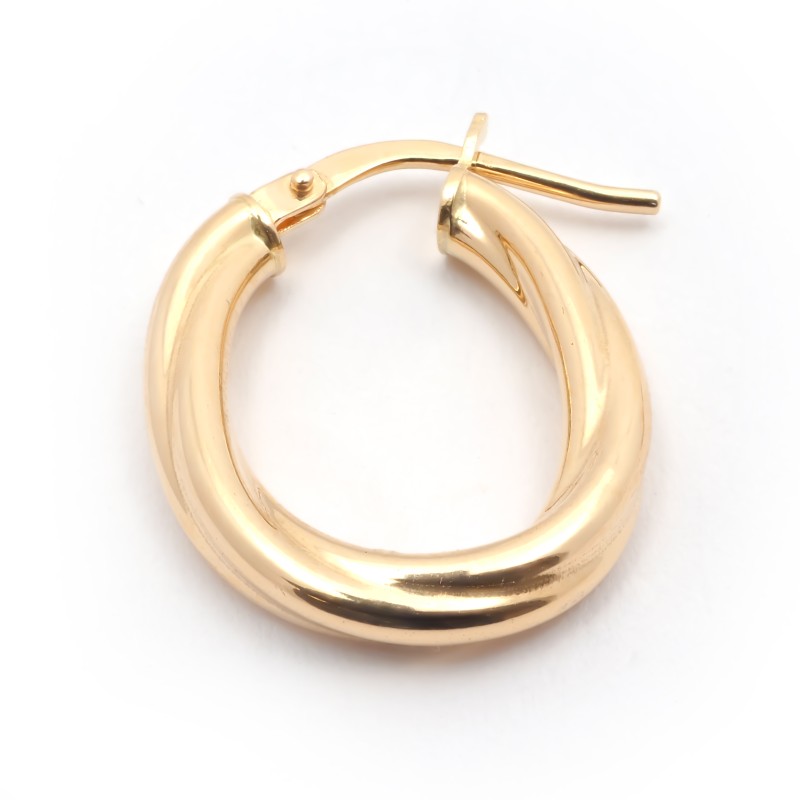 Boucles d'oreilles créoles Carador tube oval torsadé en or jaune 750/000