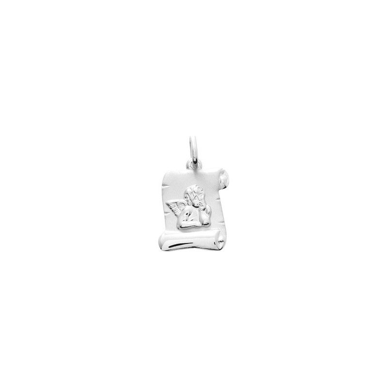 MEDAILLE PENDENTIF CARADOR ARGENT PARCHEMIN ANGE