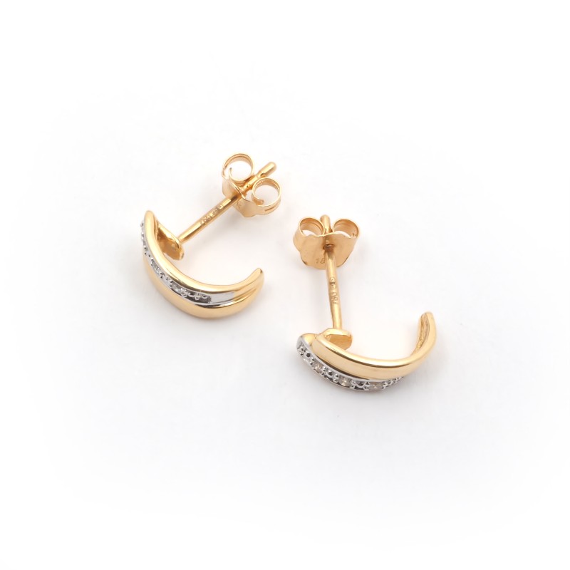 Boucles d'oreilles mini demi-créoles Carador or 750/000 bicolore et diamants