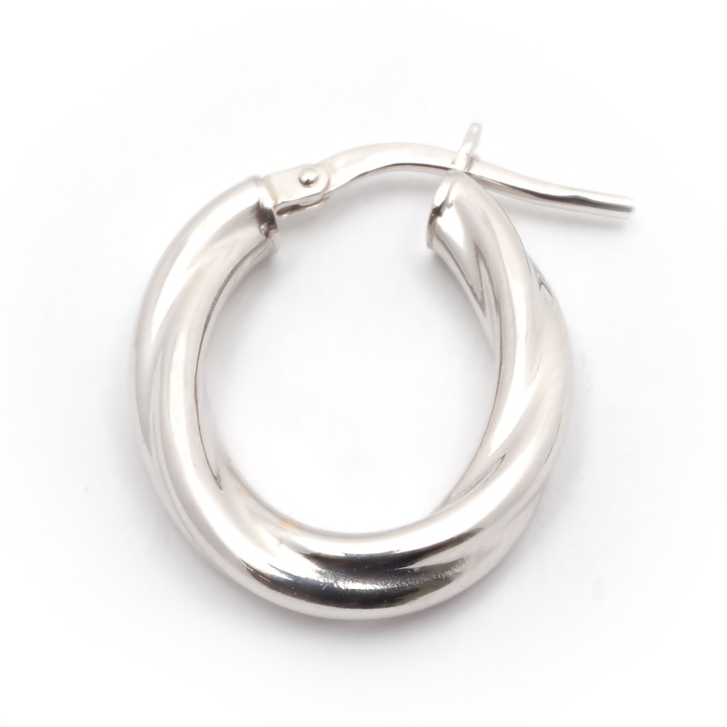 Boucles d'oreilles créoles Carador tube oval torsadé en or blanc 750/000