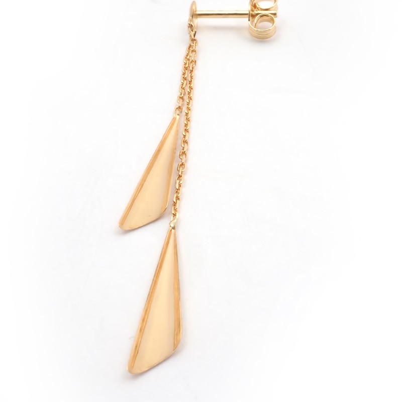 Boucles d'oreilles double pendantes motif triangle en or jaune 750/000 CARADOR