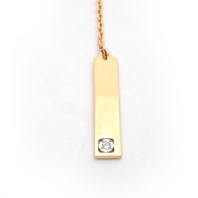 Boucles d'oreilles barette plate pendantes  en or jaune 750/000 et diamant CARADOR