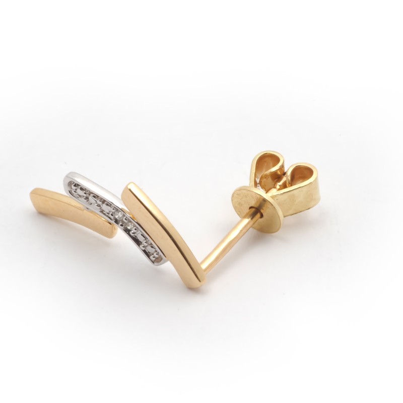 boucles d'oreilles trois barrettes bicolore Carador en or 750/000 et diamants