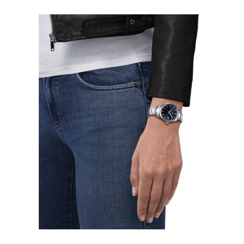 Montre Femme Tissot PR 100 bracelet acier et cadran bleu nuit