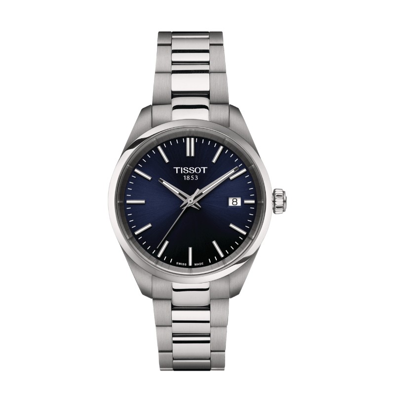 Montre Femme Tissot PR 100 bracelet acier et cadran bleu nuit