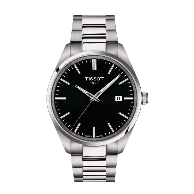 Montre homme Tissot PR 100 bracelet acier et cadran noir