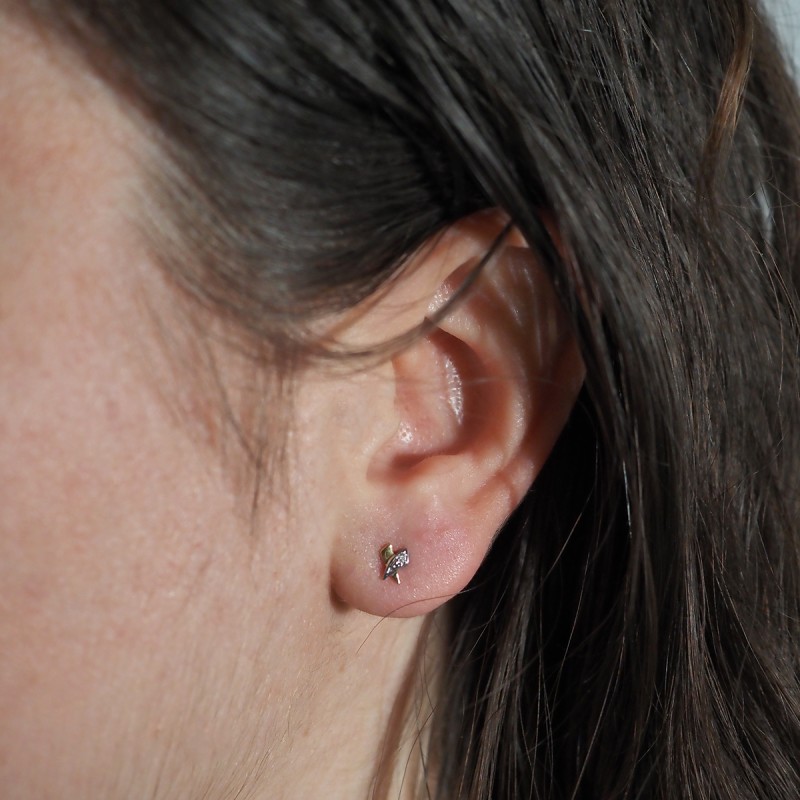 Boucles d'oreilles Carador Or jaune 750/000 et diamants 0,010 cts