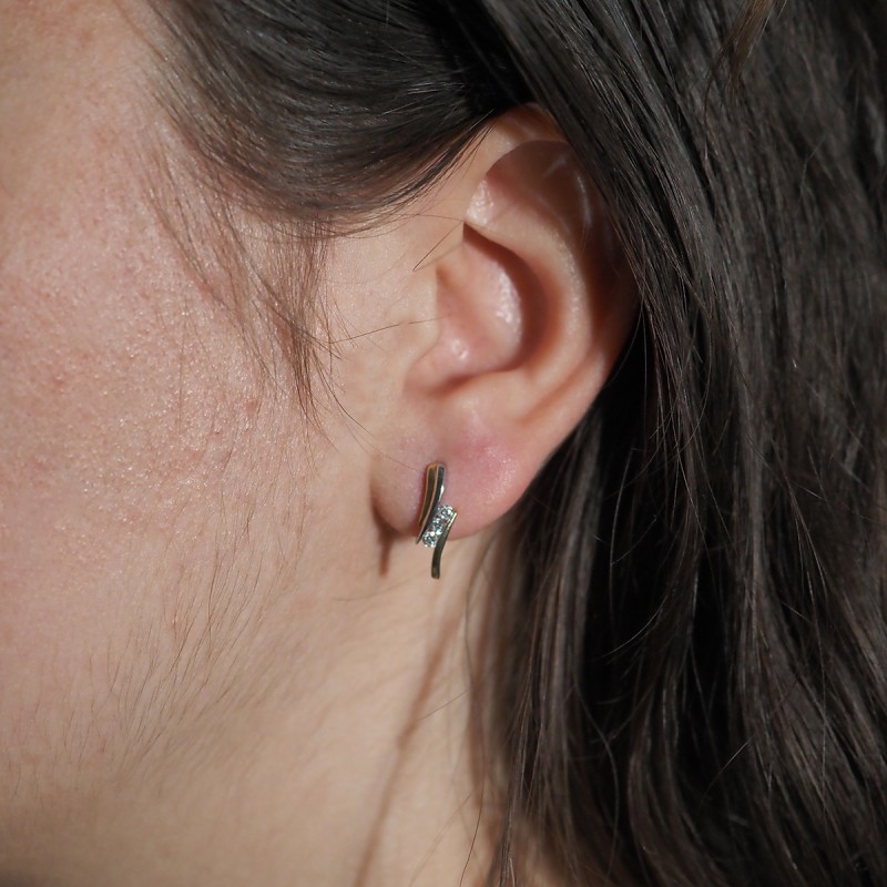 Boucles d'oreilles trilogie et diamants CARADOR