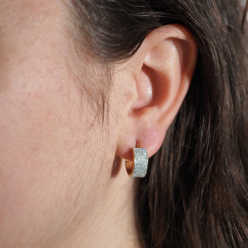 Boucles d'oreilles Carador créoles glitter en or jaune 750/000