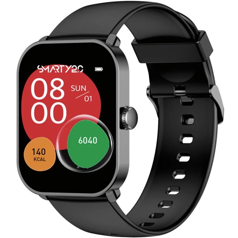 Montre Connectée Mixte Smarty Super Amoled bracelet en silicone noir