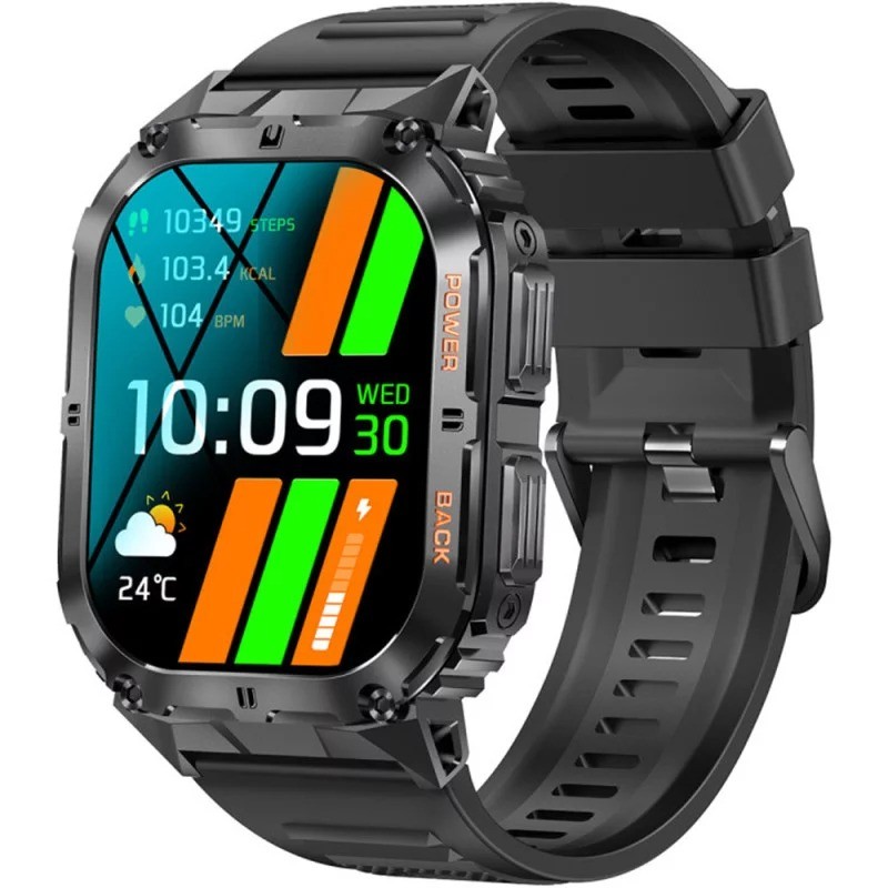 Montre Connectée Homme Smarty Compass Amoled bracelet en silicone noir