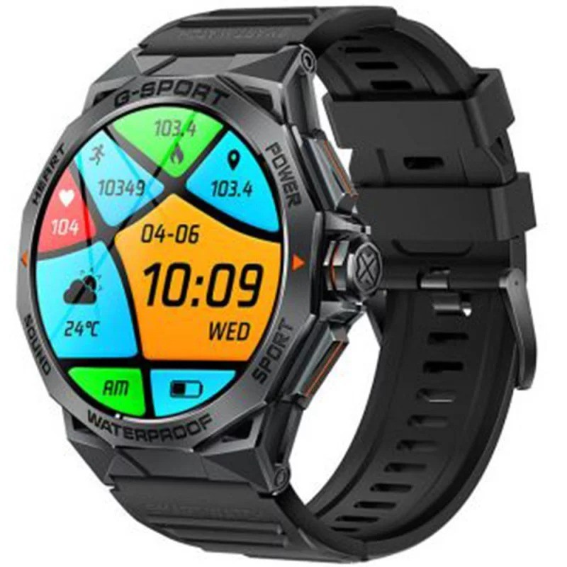 Montre Connectée Homme Smarty Outdoor Amoled bracelet en silicone noir
