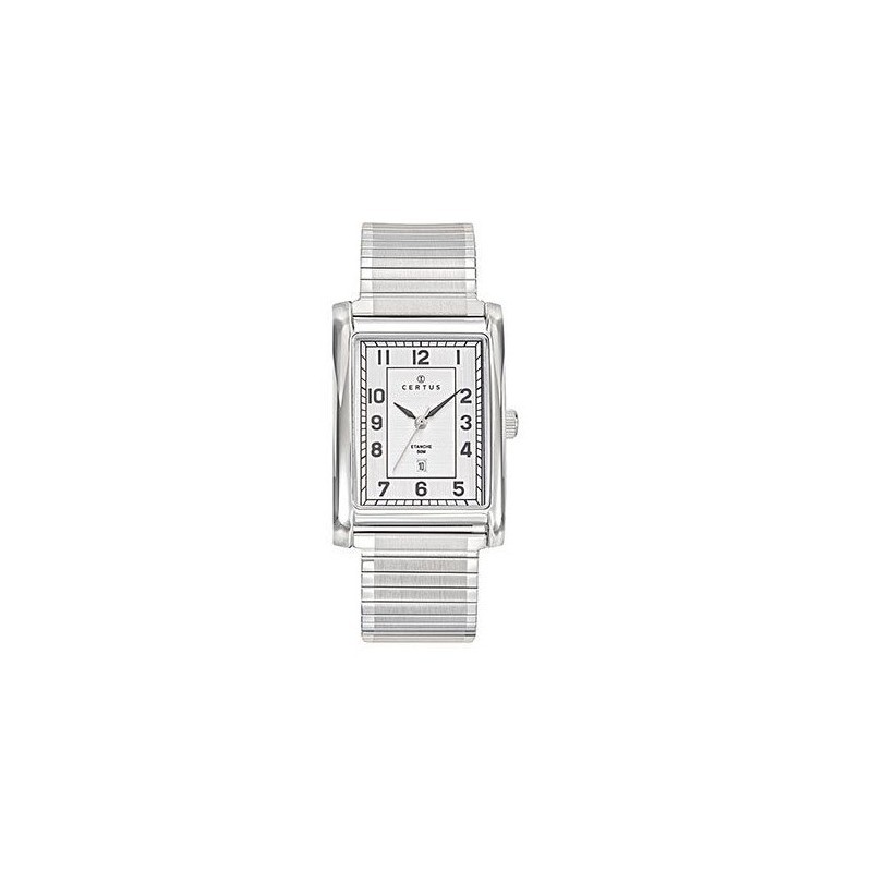 Montre Certus cadran rectangulaire bracelet acier argenté