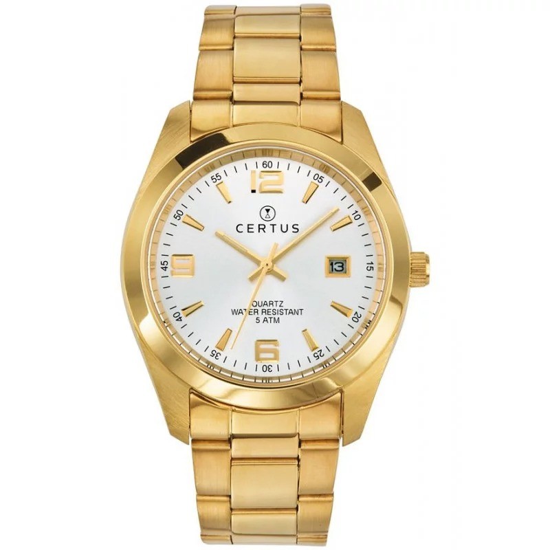 Montre Certus Homme Bracelet acier doré cadran blanc