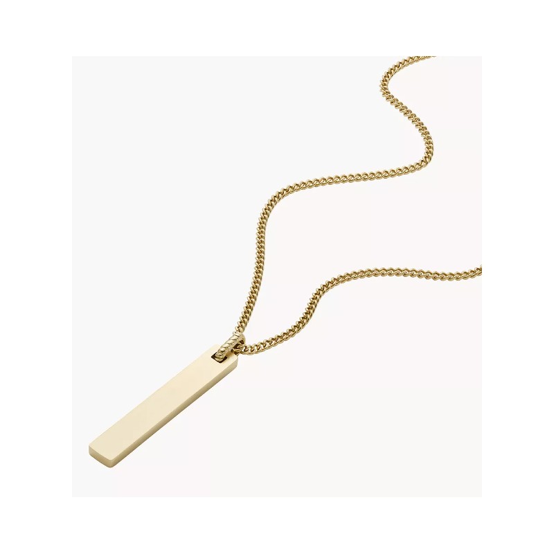 Collier Fossil Drew homme en acier doré