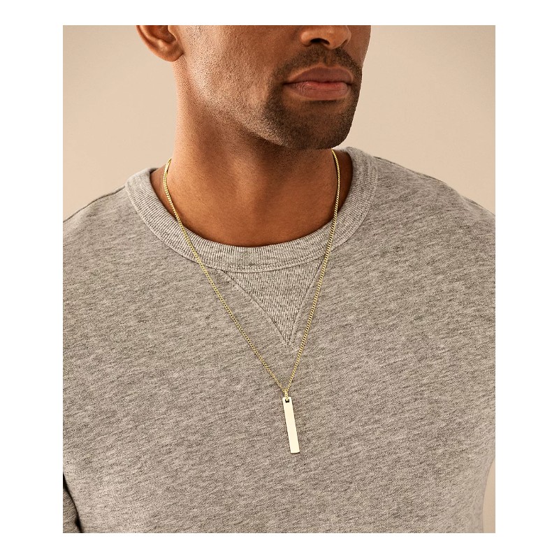 Collier Fossil Drew homme en acier doré