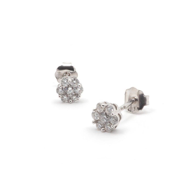 Boucles d'oreilles Carador clou en or blanc 750/000 et diamants