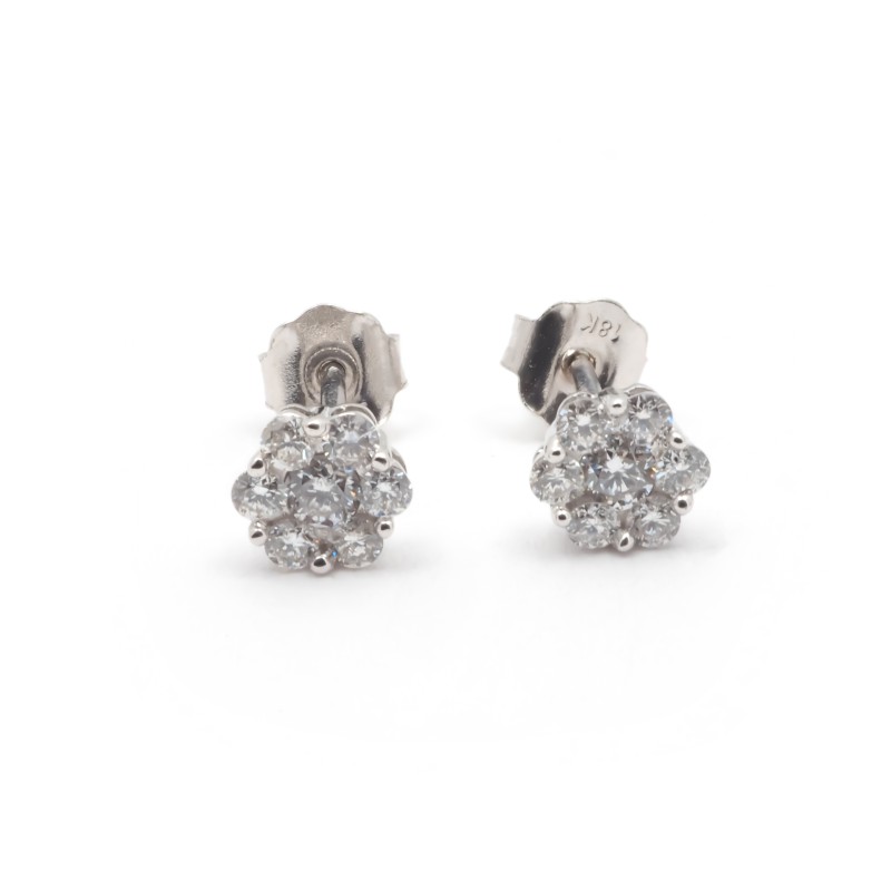 Boucles d'oreilles Carador clou en or blanc 750/000 et diamants