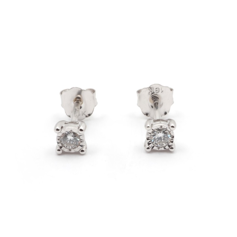 Boucles d'oreilles solitaire or  blanc 750/000 et diamant