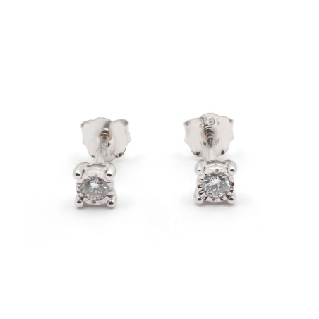Boucles d'oreilles solitaire or  blanc 750/000 et diamant