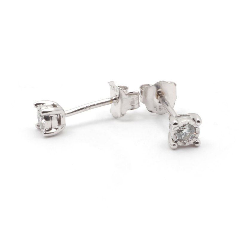 Boucles d'oreilles solitaire or  blanc 750/000 et diamant