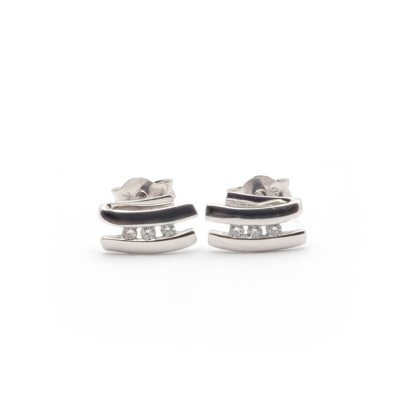 Boucles d'oreilles trilogie Carador en or 750/000 et diamants 0,040 cts